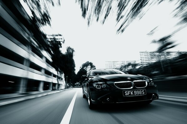 Black dynamic BMW on the track