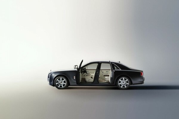 Black royce from inside open doors