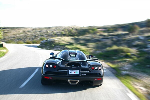 A sports car on the track. Speed