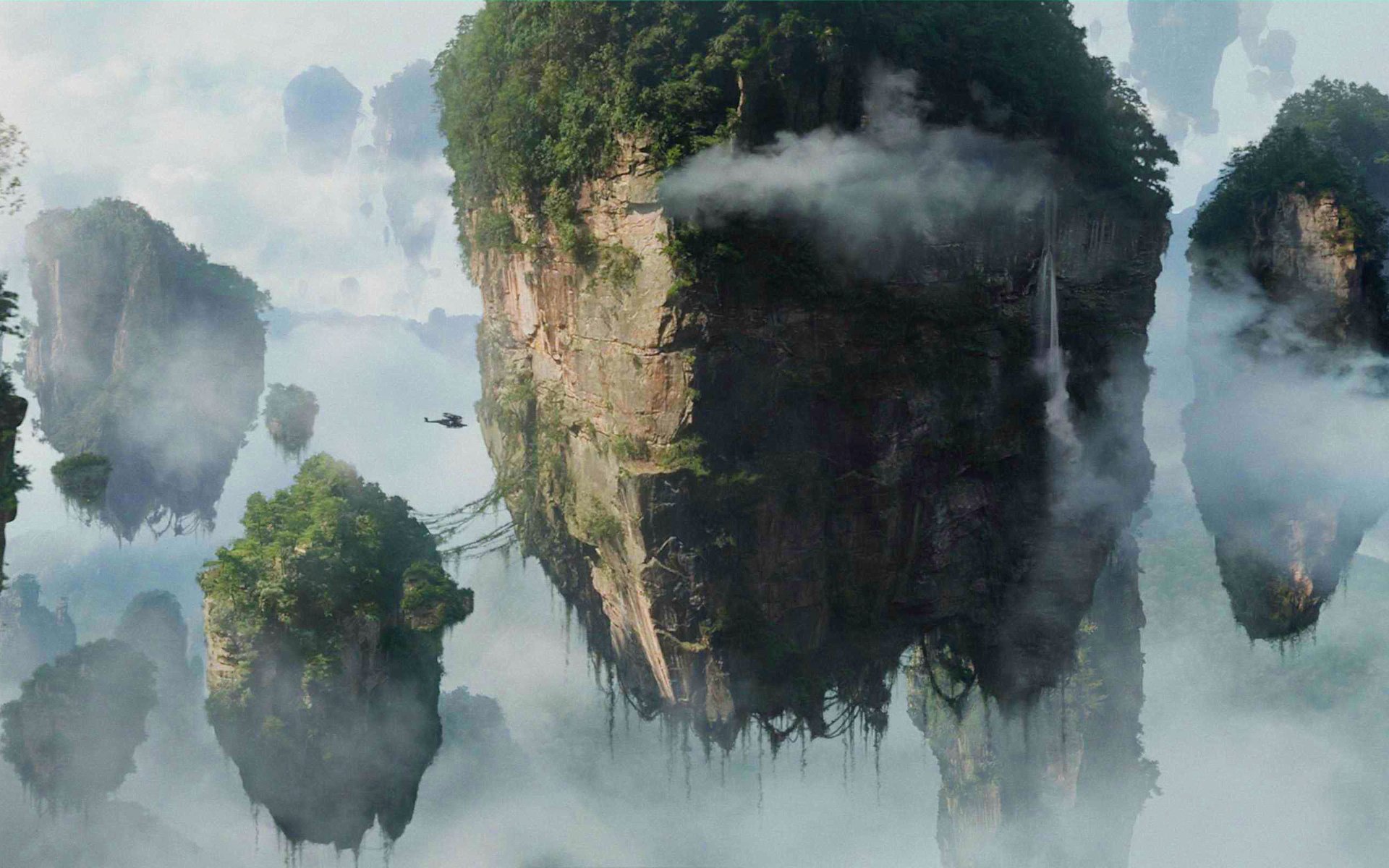 avatar isole rocce nuvole verde riflessione nebbia fantascienza film