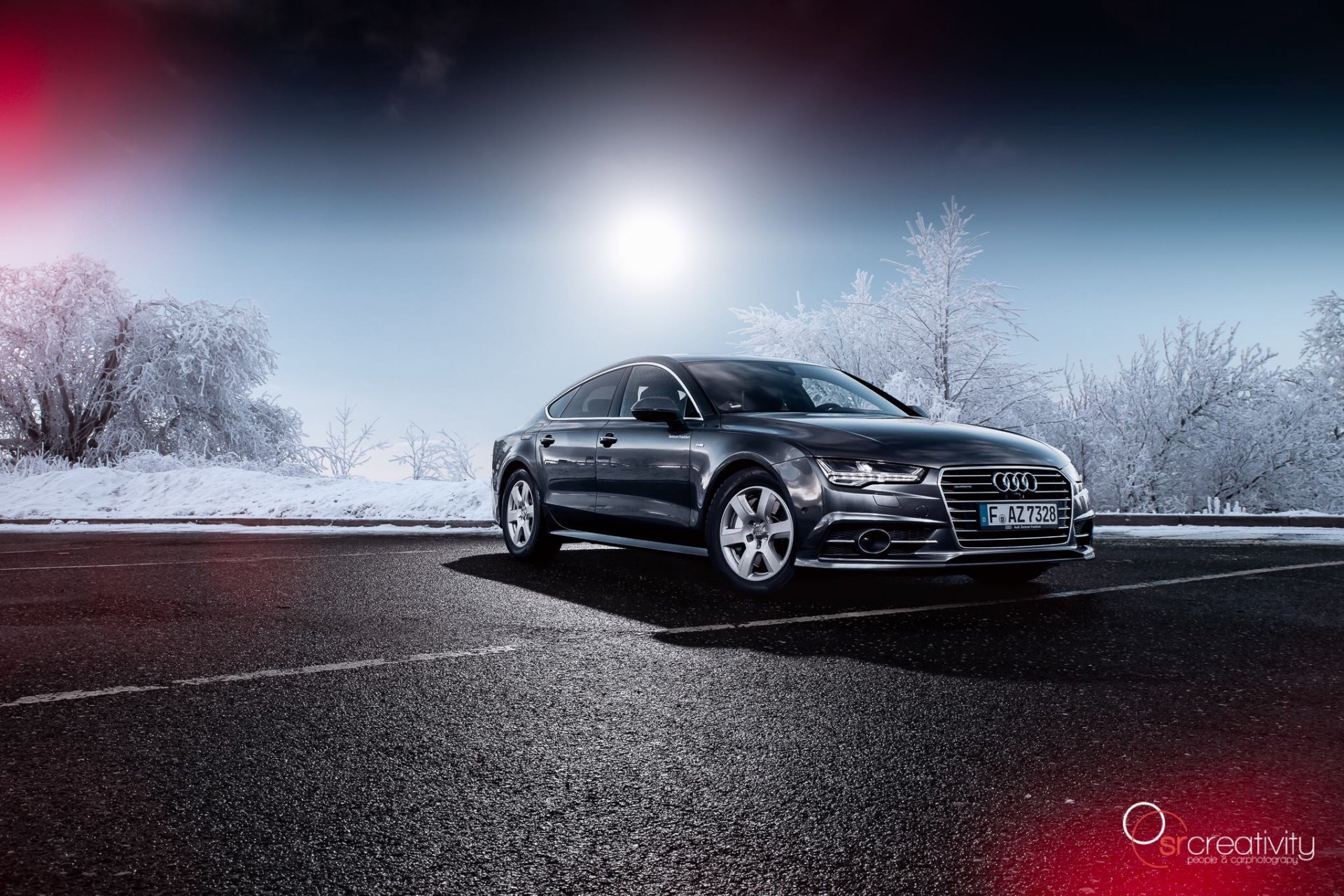 audi a7 car snow