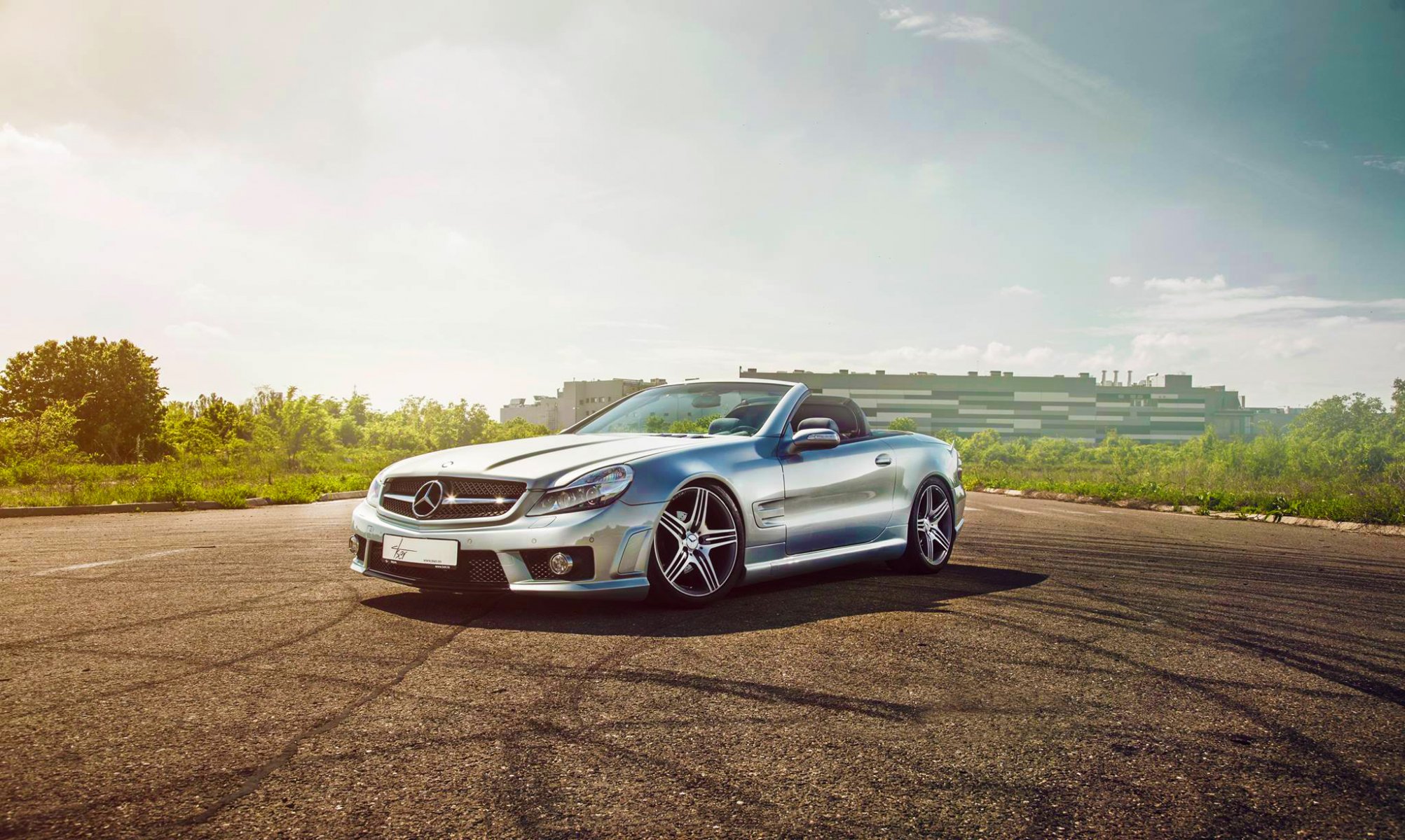 mercedes-benz sl classe convertibile argento sole anteriore