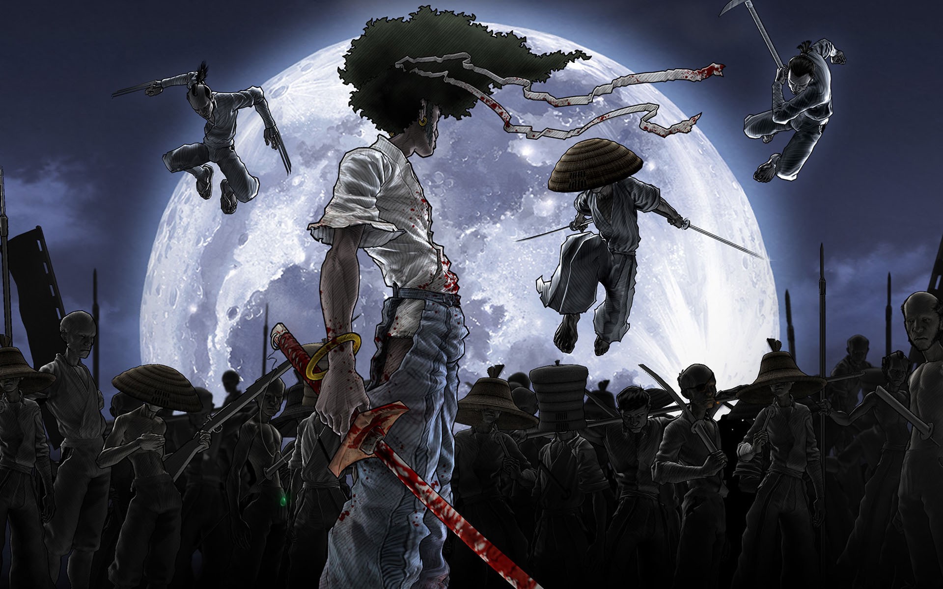 afrosamurai afro samurai sword blood