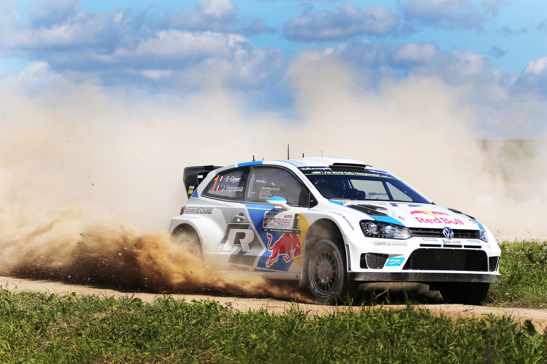 volkswagen polo wrc rally car white speed sebastien ogier dust drift julien ingrassia