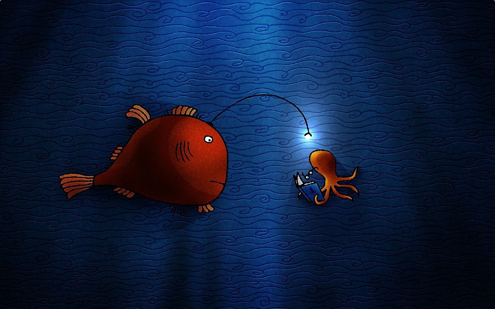 mondo sottomarino-a polpo-a pesce lampadina polpo libro acqua-a disegni