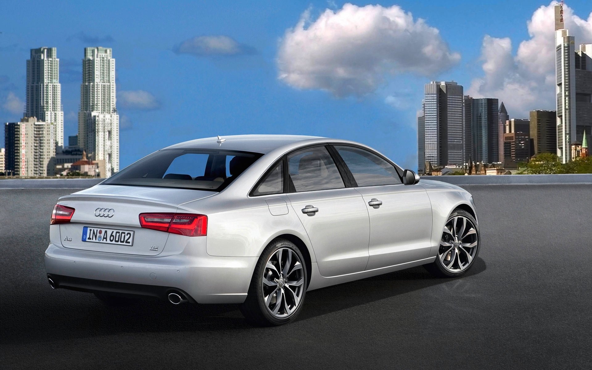 audi a6 car grey sedan day town