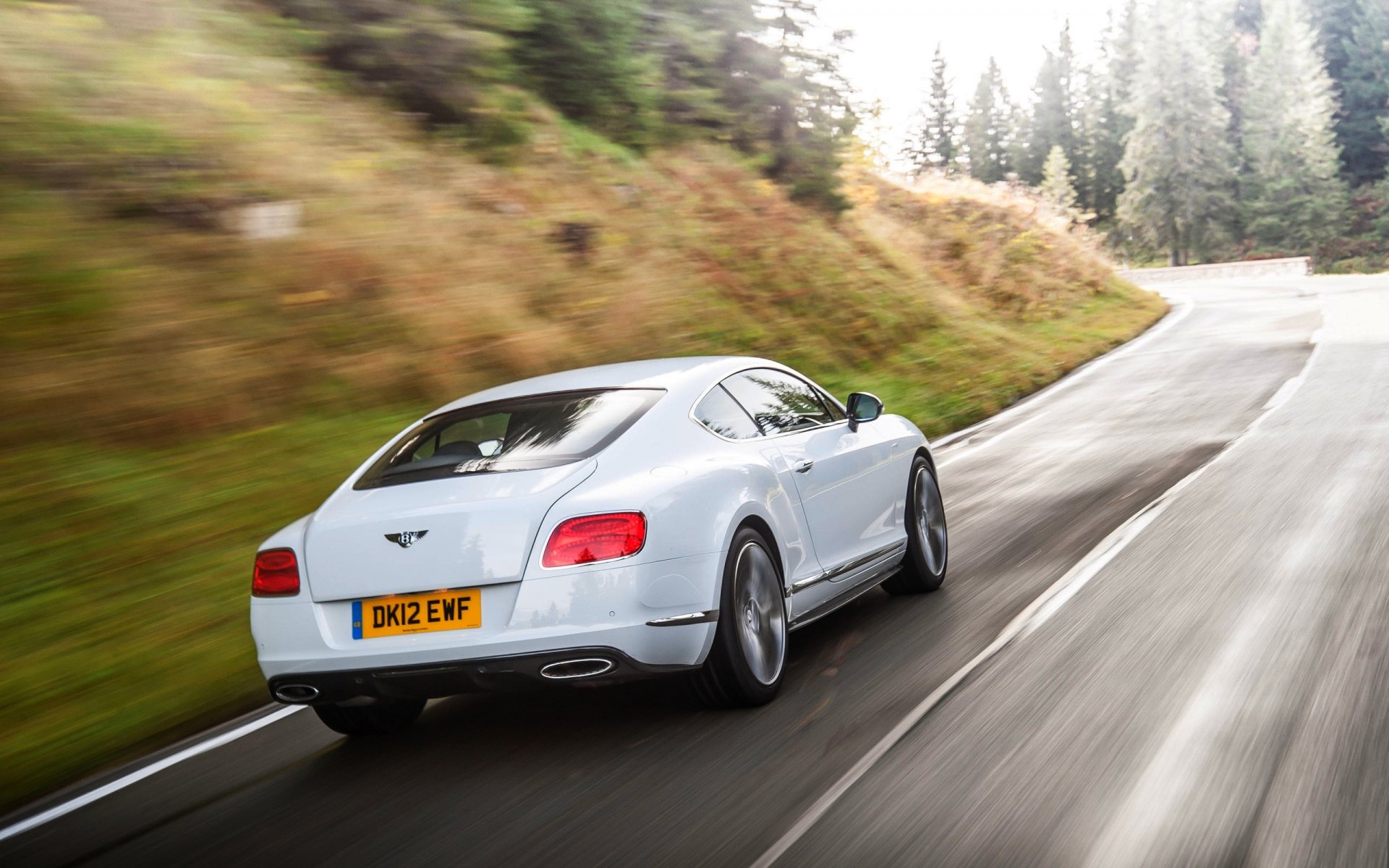 bentley continental gt bianco auto strada nel traffico foresta