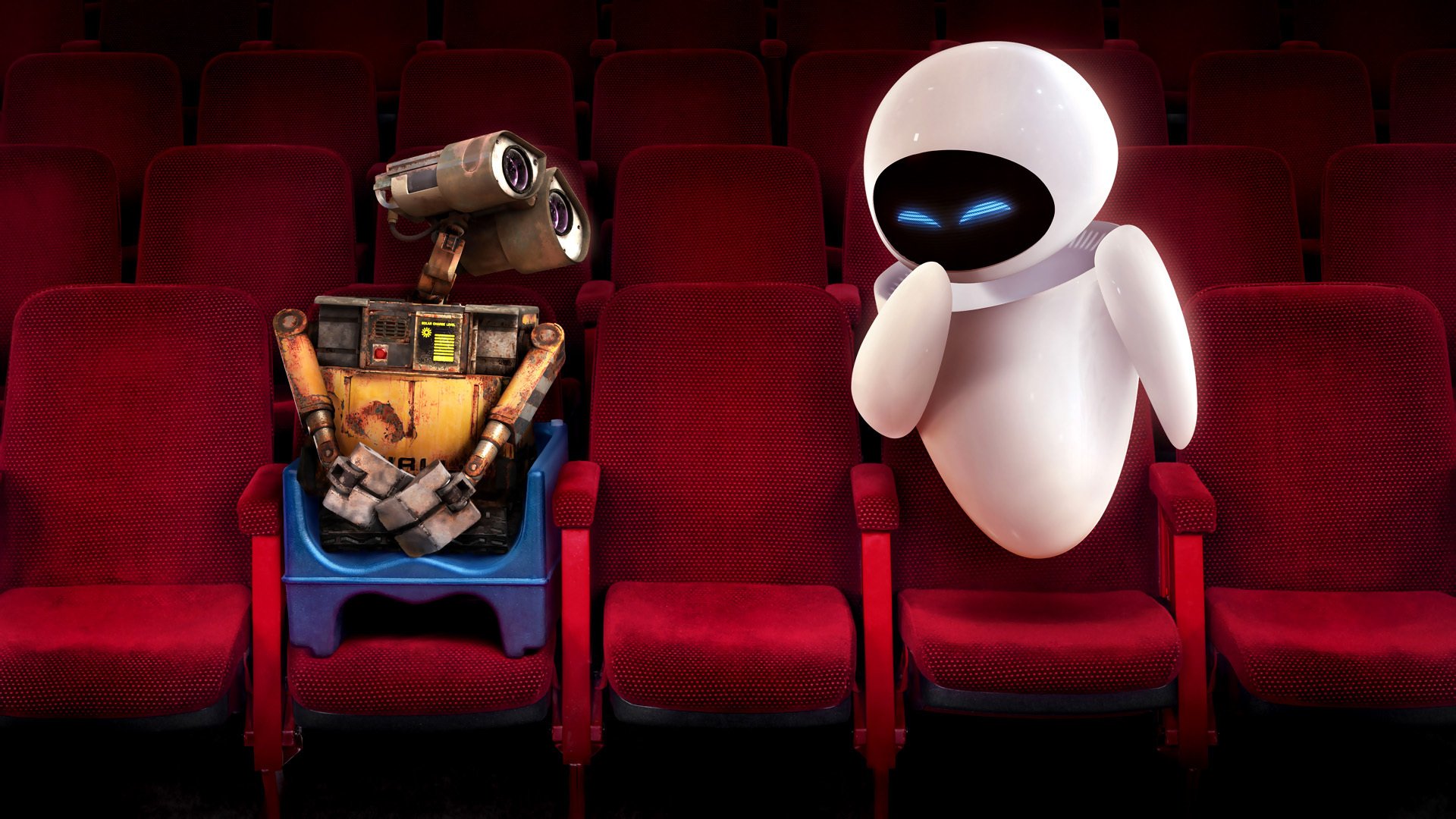 red chairs wally eva cinema robots emotions chairs cyborgs androids movie fiction