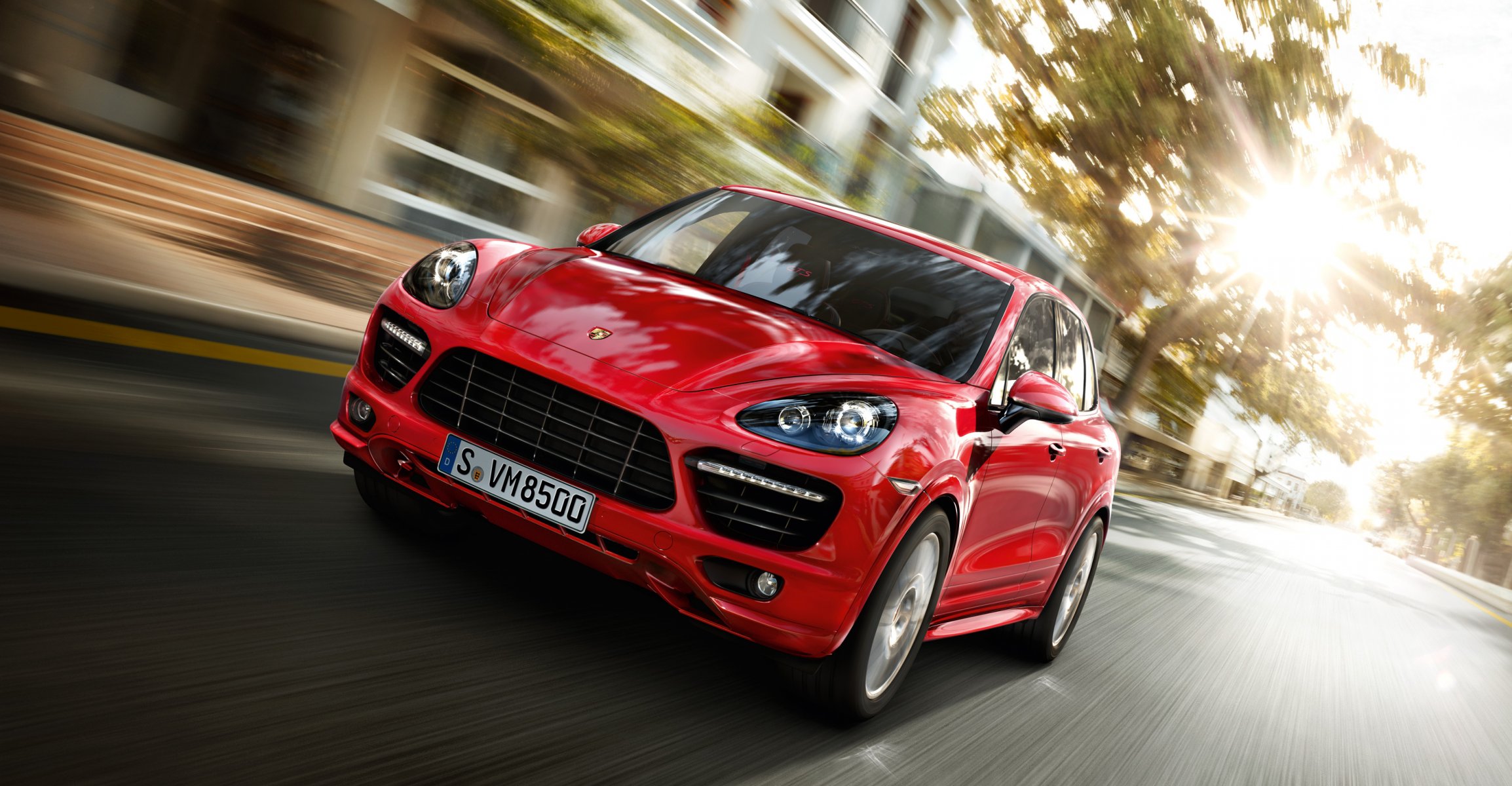 porsche cayenne route vitesse ville rouge