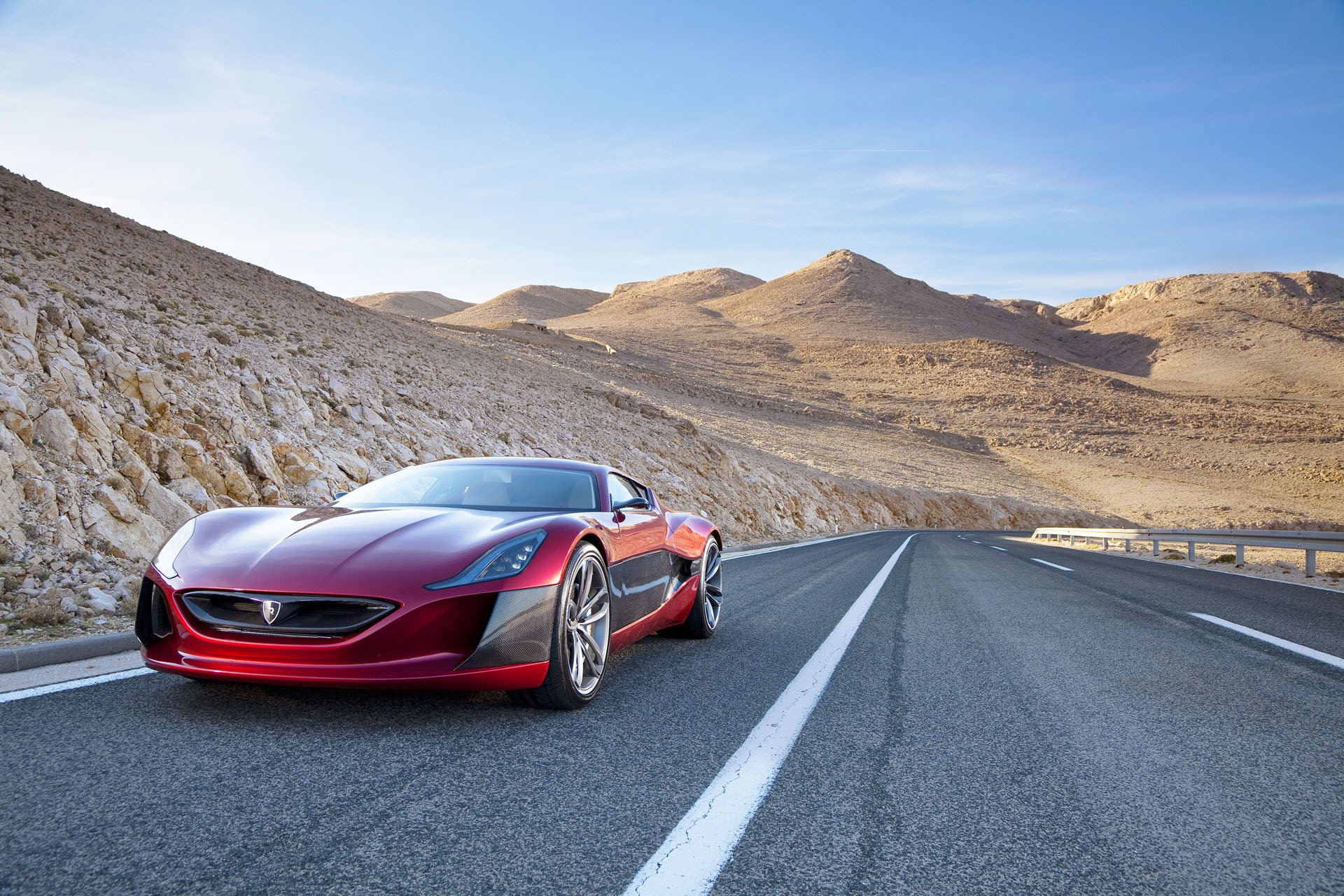 rimac concept one supercar track desert