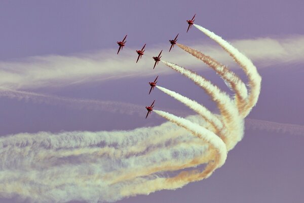 Fighter jets demonstrate their power at an air show