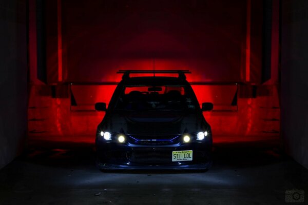 Blue Mitsubishi Lancer Night