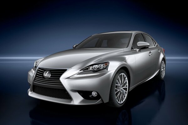 Grey lexus is 350 front view on blue background