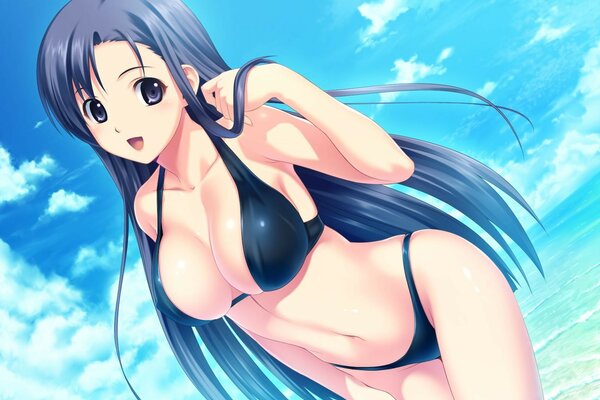 Sexy anime fille en bikini ouvert