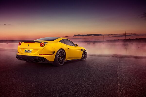 Ferrari at the foggy lake of California