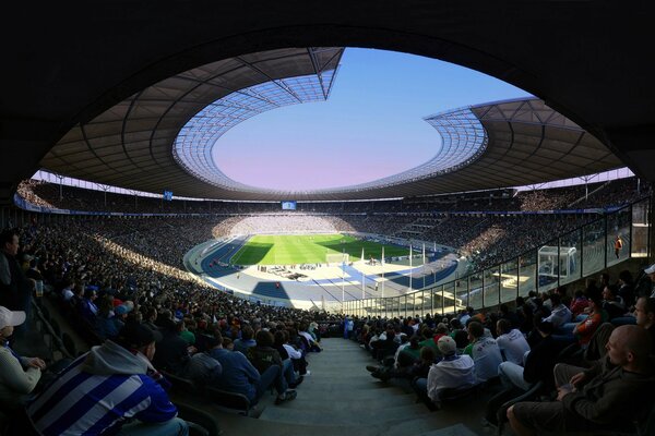 View from the grandstand to the football field