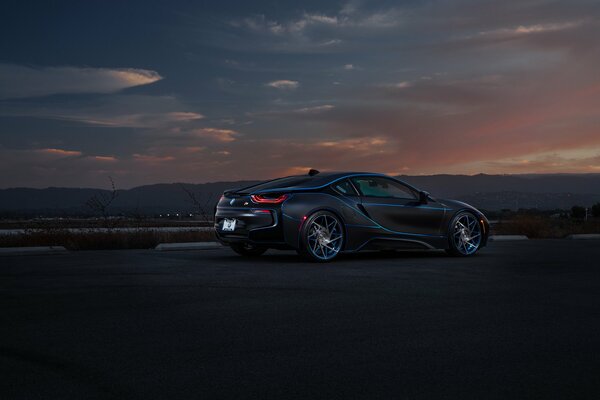 A sports car . Bmw rear view