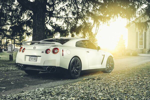 Cool white Nissan against the sun