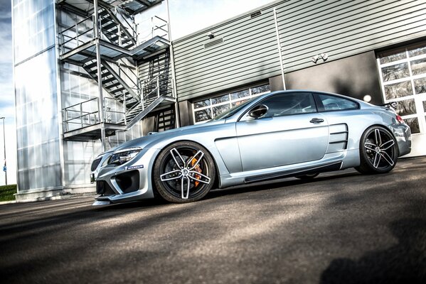 Silver BMW in the city