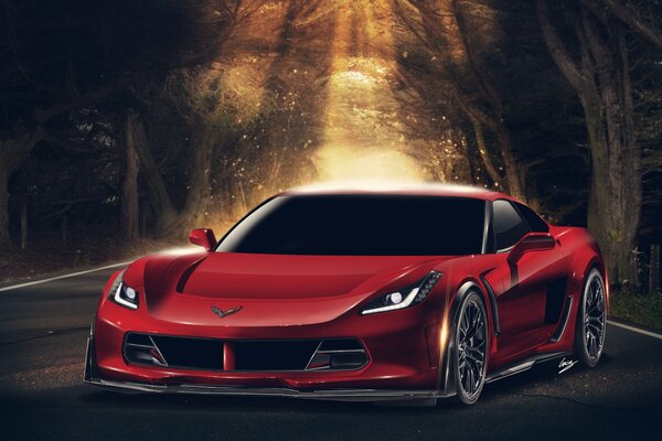 Chevrolet Corvette red front view