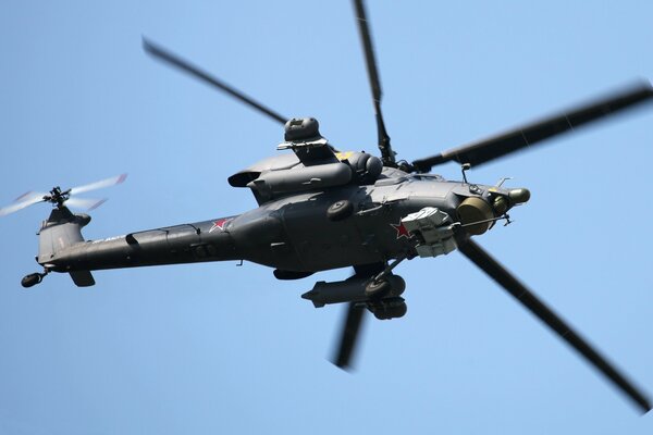 Russian MI-28N helicopter in flight