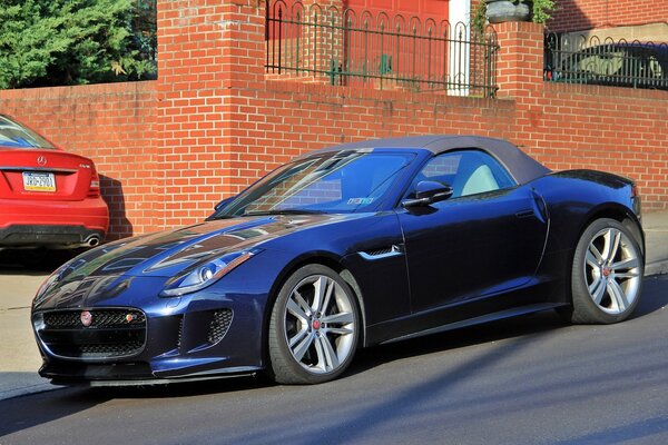 Blue Jaguar Sports Car