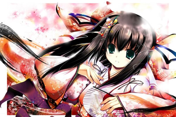 Anime karinka. Fille en kimono