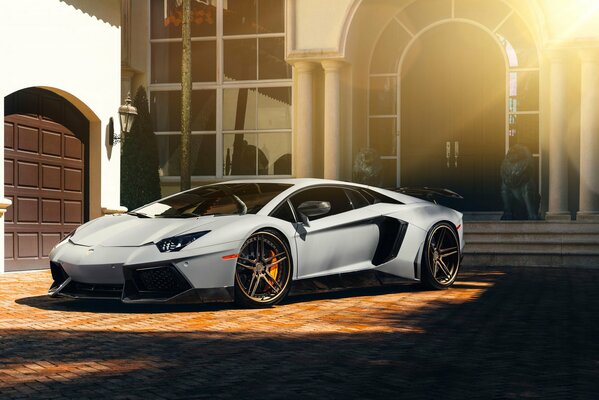 Beautiful white Lamborghini supercar