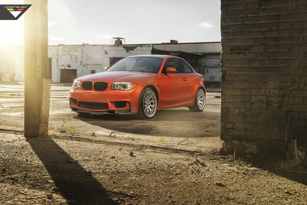 A red car in an abandoned place