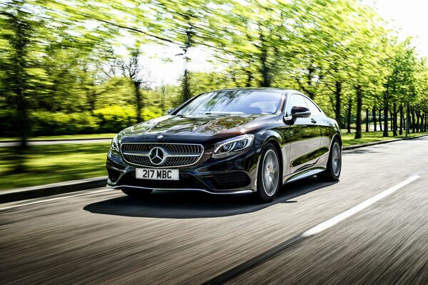 German Mercedes car driving on the highway