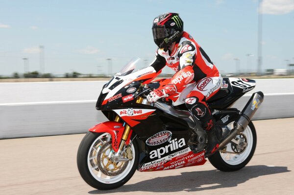 Sports motorcycle race on a high-speed highway