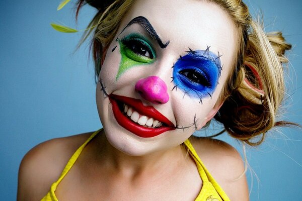 The girl with the joker makeup, Harley Queen