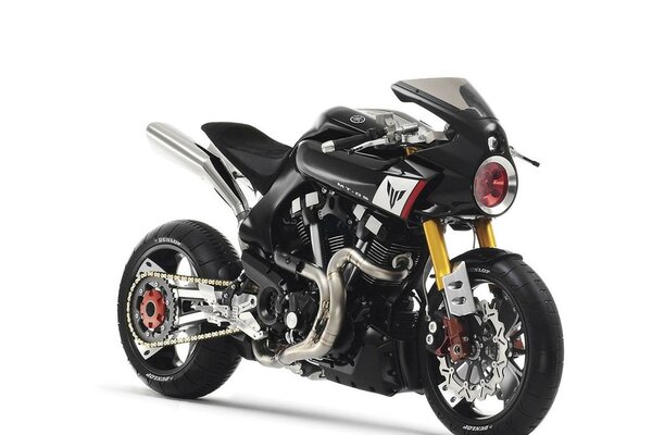 Motorcycle black with turbine on white background