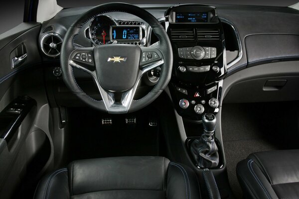 Chevrolet car interior steering wheel close-up