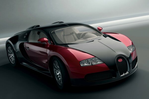 Coche guapo. Bugatti negro y rojo