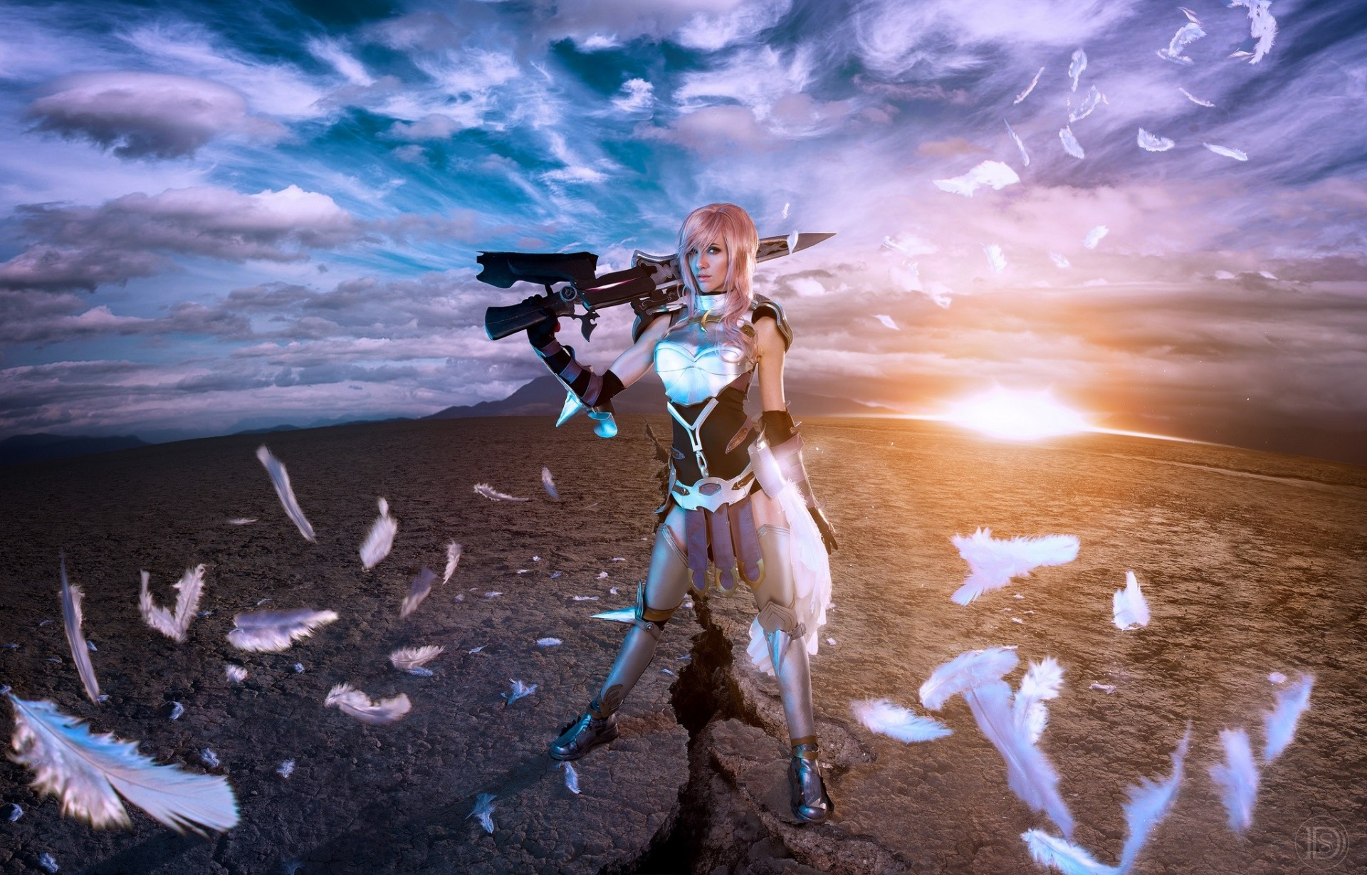 arme final fantasy xiii-2 cosplay foudre guerrier plumes