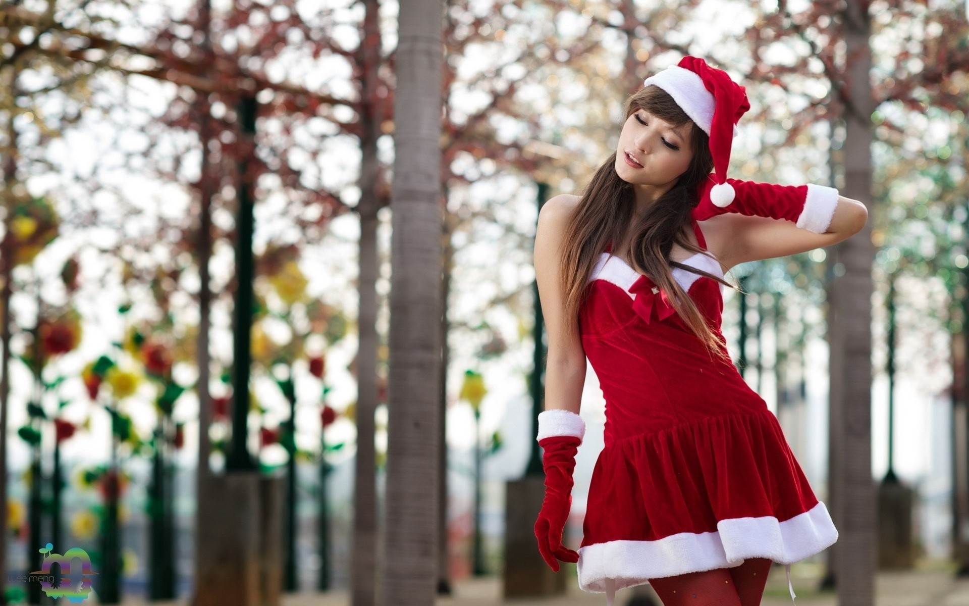 mujer navidad chica asiático año nuevo