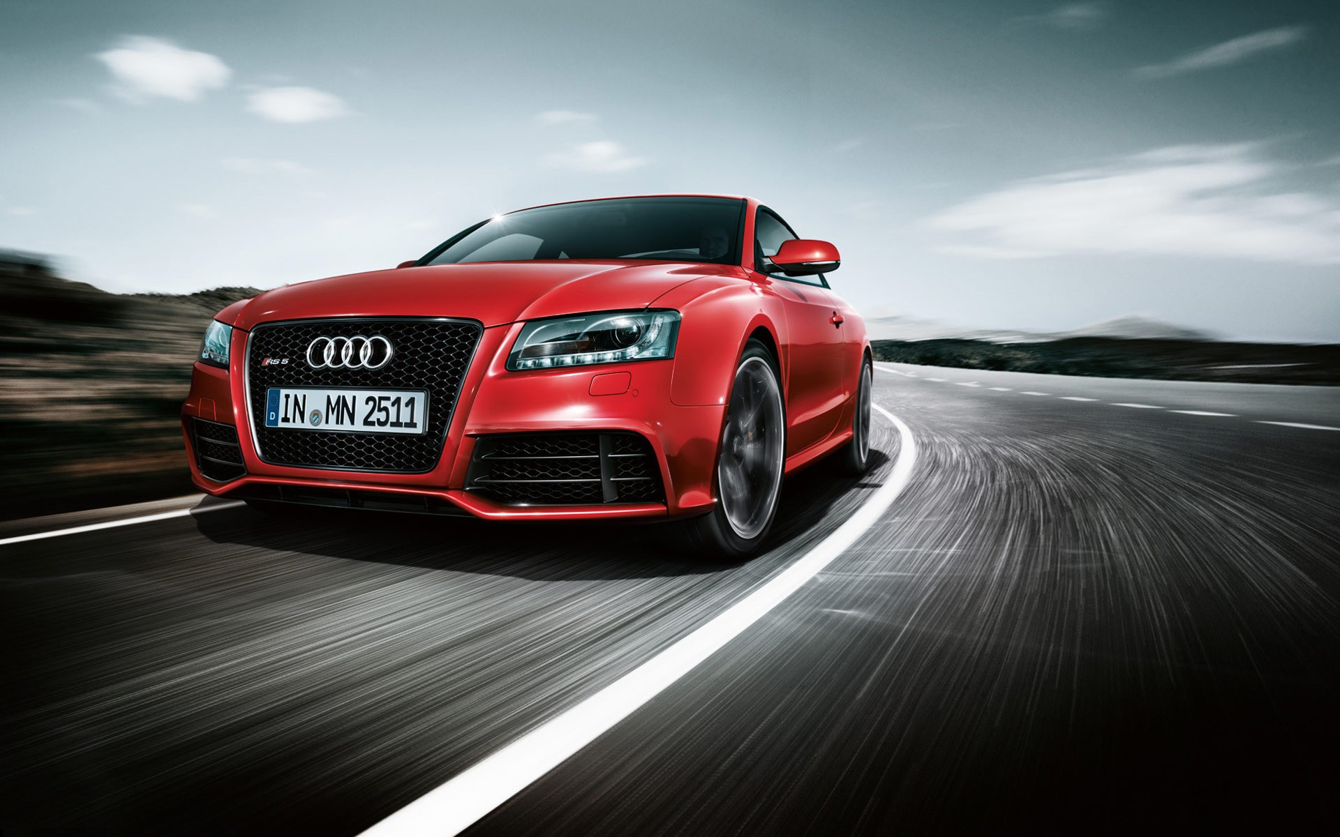 audi rs5 red speed road