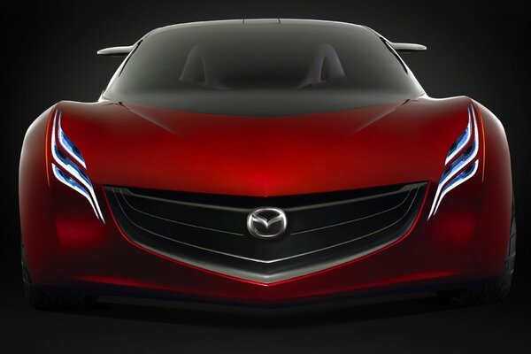 Mazda red car front view