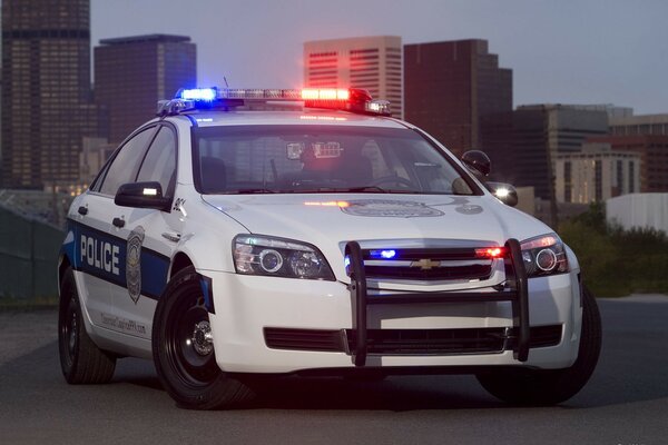 Chevrolet police car on the street