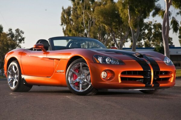 Dodge élégant couleur feu avec salon ouvert 