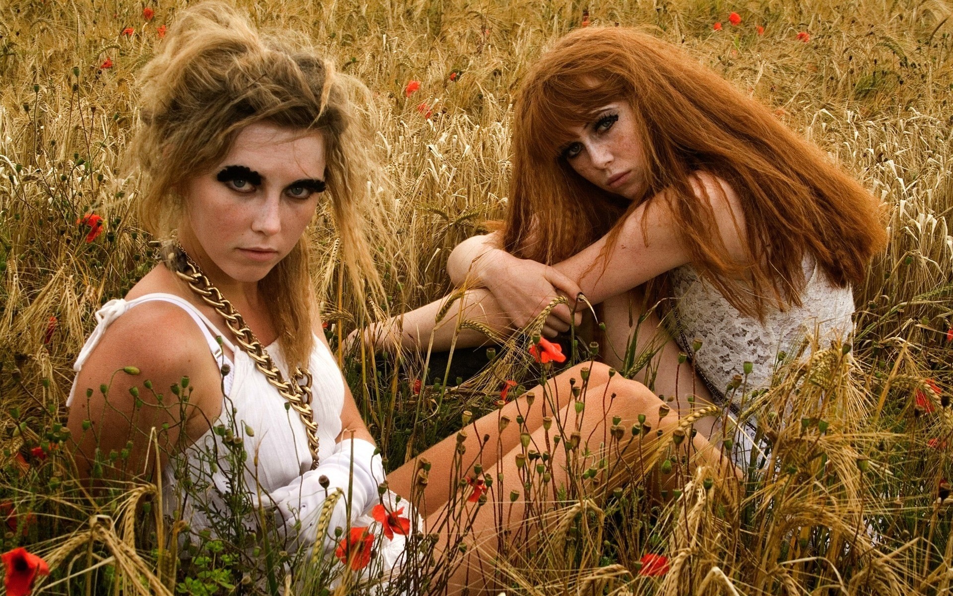 red grass flower women the field girl