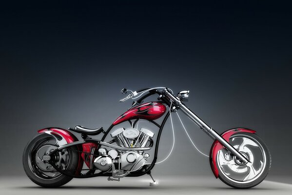 Extremely beautiful red and black Harley