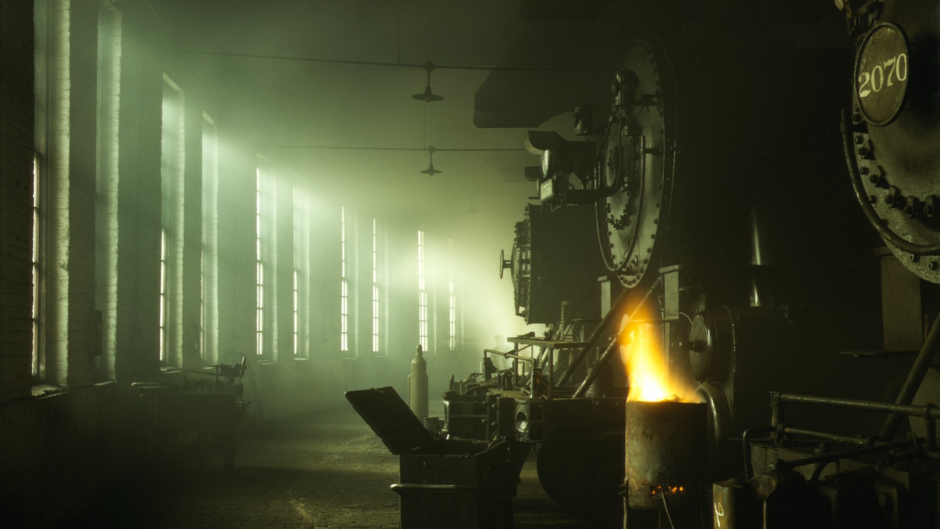 depot locomotives light window