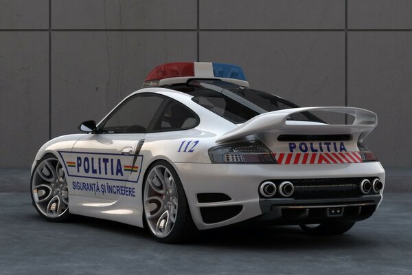Porsche _911 samochód policyjny Widok Z Tyłu