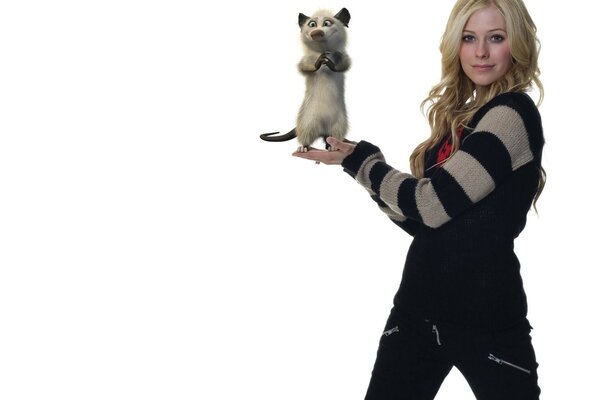 Montaje de Avril Lavigne y el animal de dibujos animados