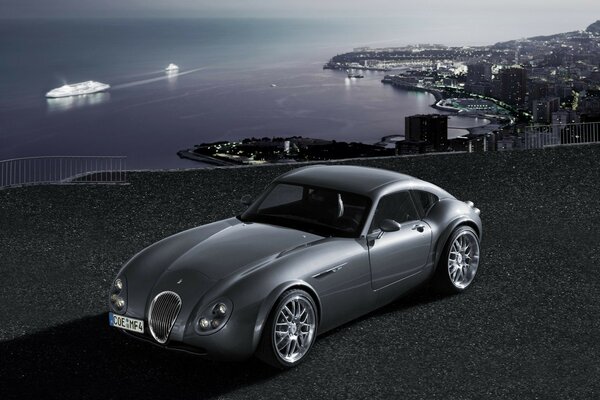 Auto Wiesmann sullo sfondo del mare notturno