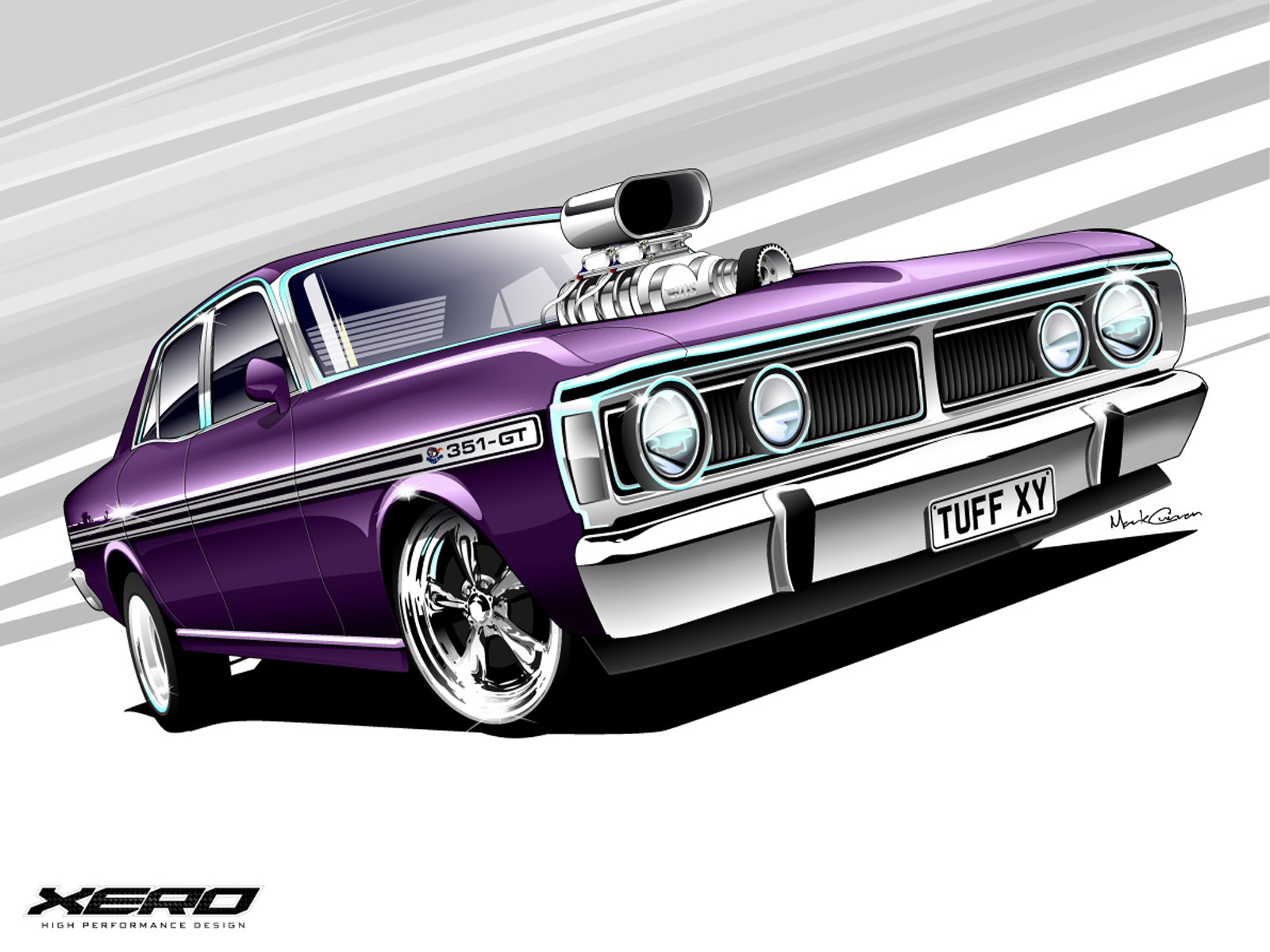 dibujo auto muscle car