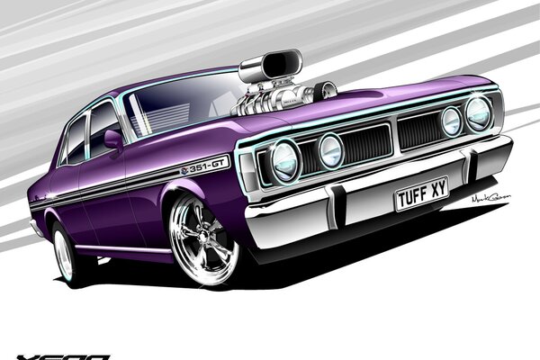 Beautiful muscle car pattern in color