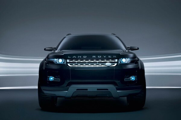 Black land rover with xenon headlights